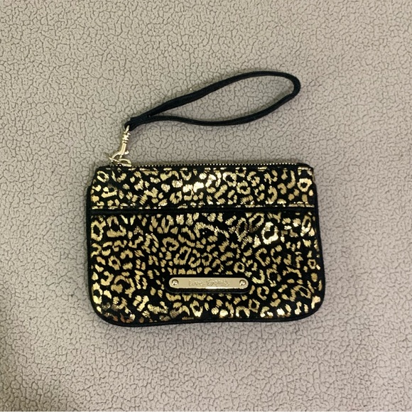 Love Express gold foil leopard print black wristlet NWOT OBO - Picture 4 of 8